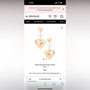 Revolve Heart Drop Pearl Earrings Ettika NWOT